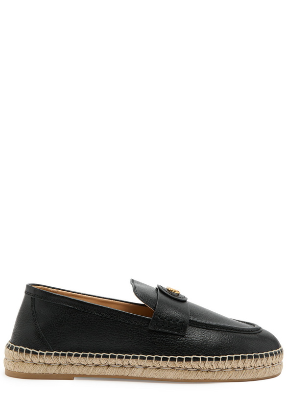 Photo: Valentino Garavani Palm Avenue Leather Espadrille Loafers Black