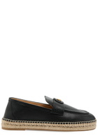 Valentino Garavani Palm Avenue Leather Espadrille Loafers Black