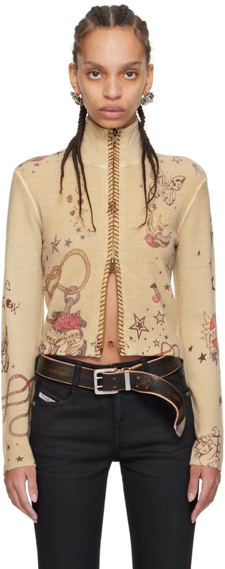 Photo: GUESS USA Taupe Printed Sweater