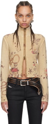 GUESS USA Taupe Printed Sweater