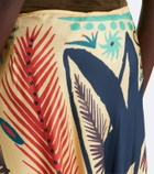 Etro Fringed printed asymmetric silk maxi skirt
