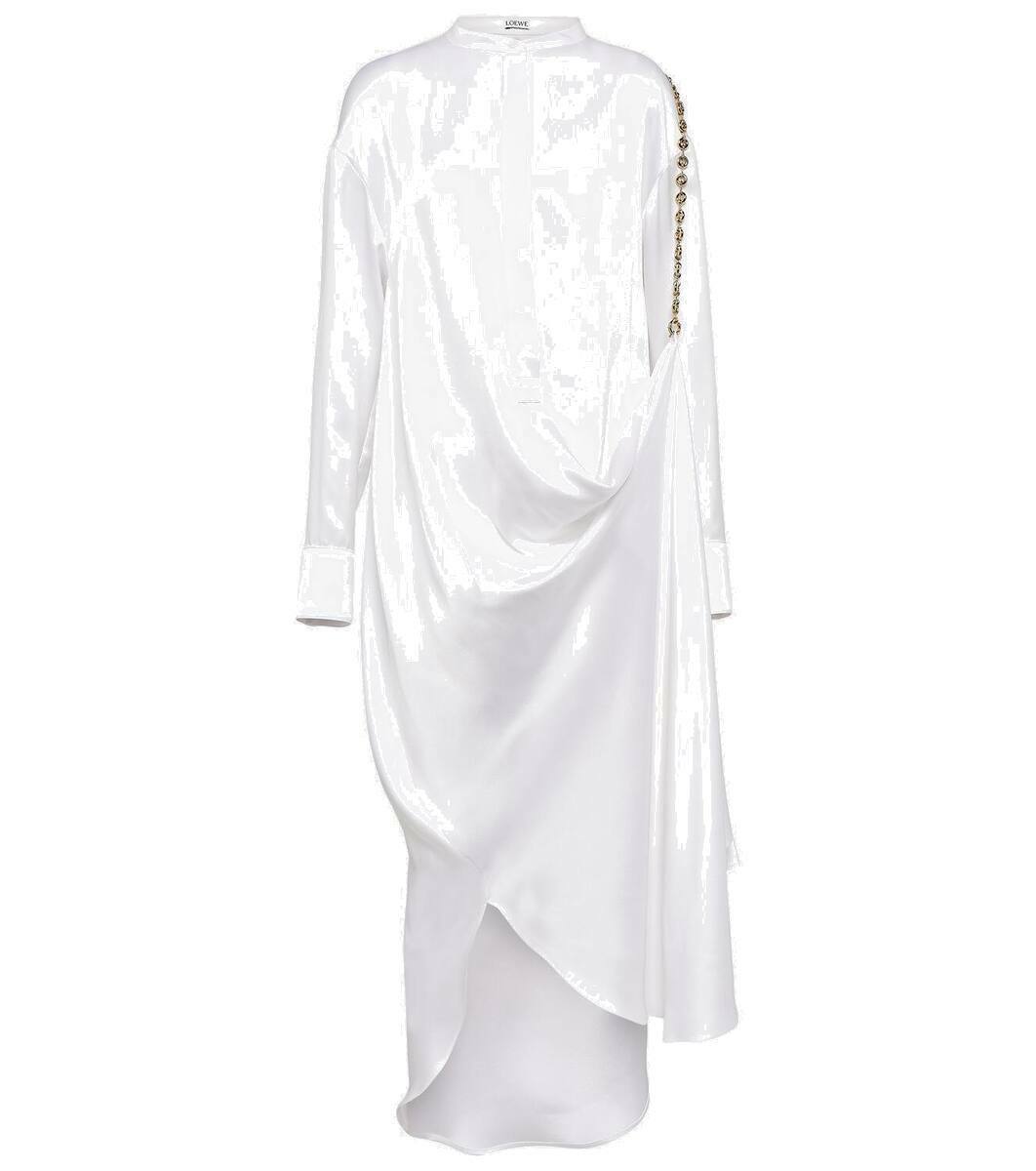 ワンピース LOEWE COTTON AND SILK BLEND SHIRT DRESS Cotton and silk shirt dress in beige - Loewe | Mytheresa