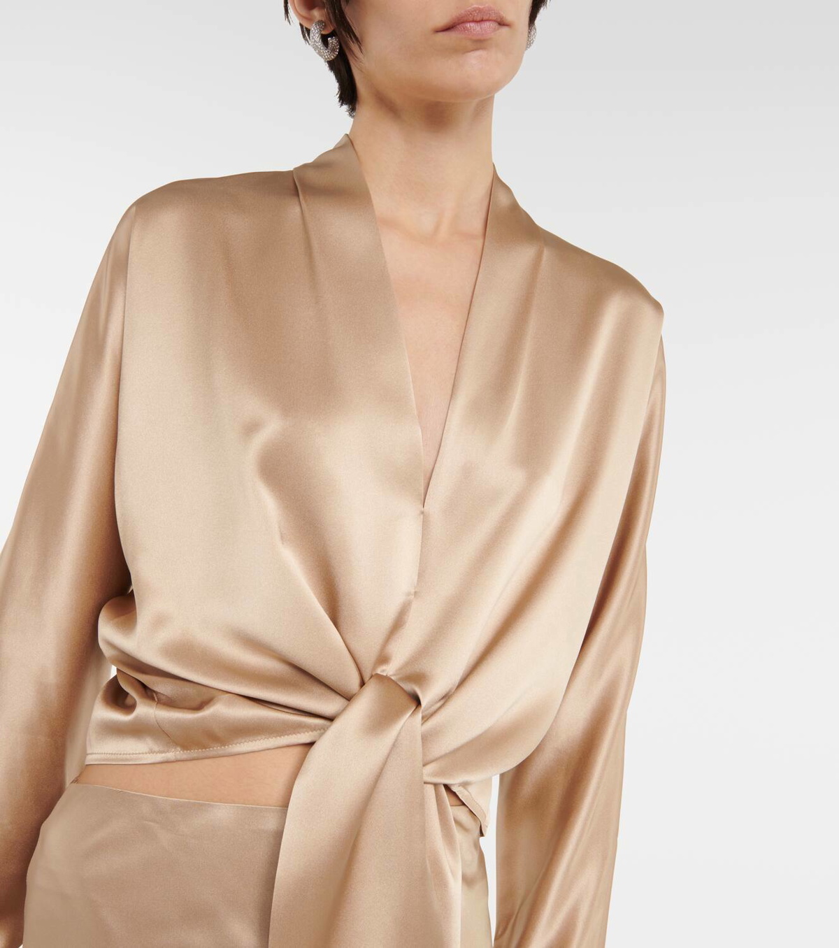 The Sei Tie-front silk satin blouse