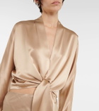 The Sei Tie-front silk satin blouse