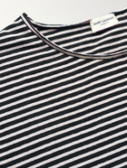 SAINT LAURENT - Slim-Fit Striped Stretch Linen and Cotton-Blend Jersey T-Shirt - Black