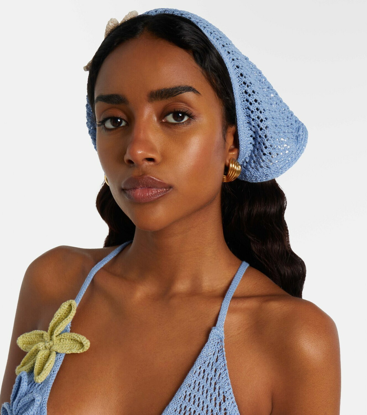 Bananhot Crochet floral-appliqué scarf