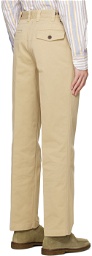 Drake's Beige Flat Front Trousers