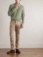 Brunello Cucinelli - Ribbed Cotton Half-Zip Sweater - Green