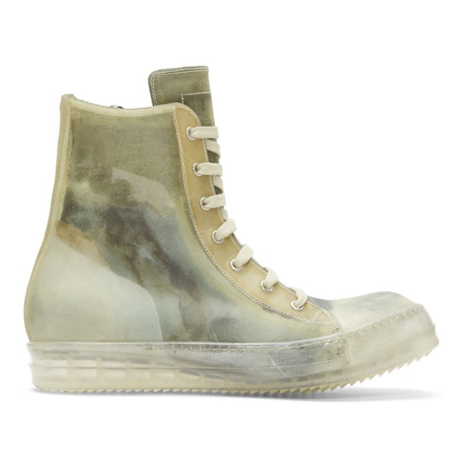 Photo: Rick Owens Green and Transparent High-Top Sneakers