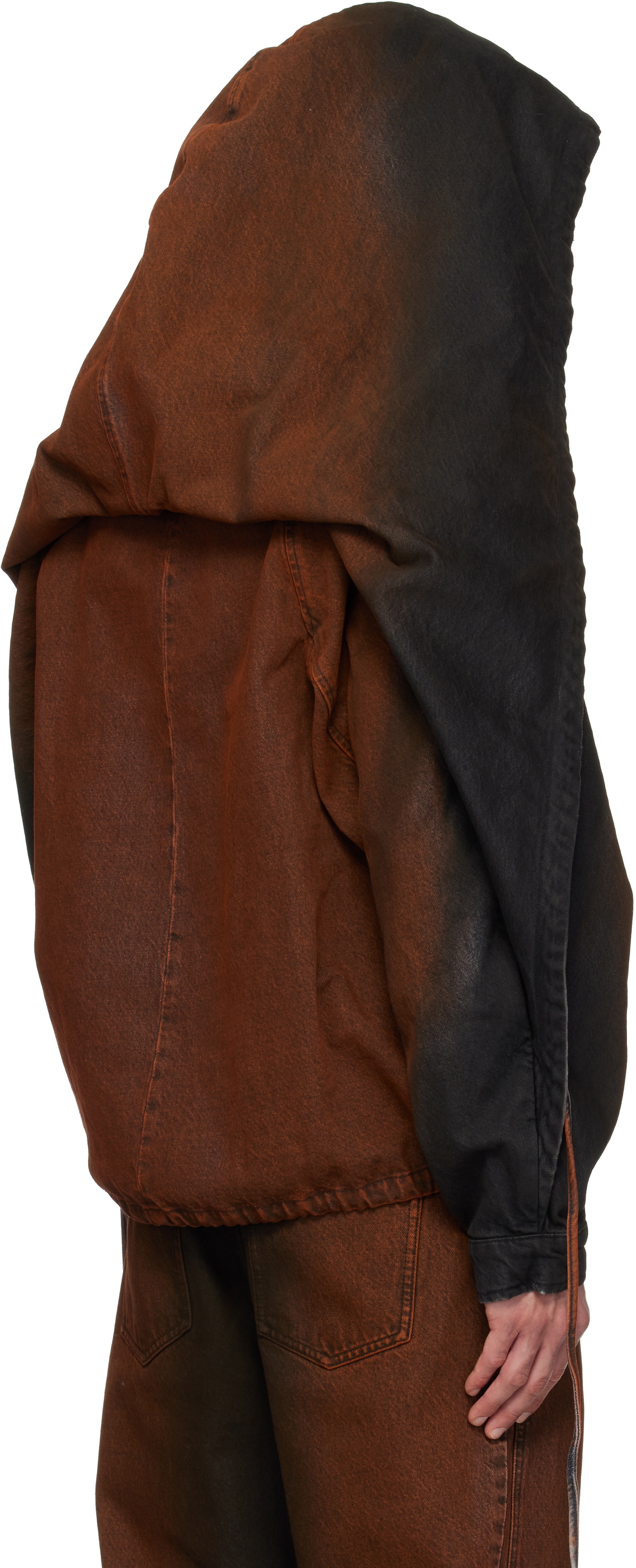 EGONlab Black & Orange Convertible Hooded Denim Jacket
