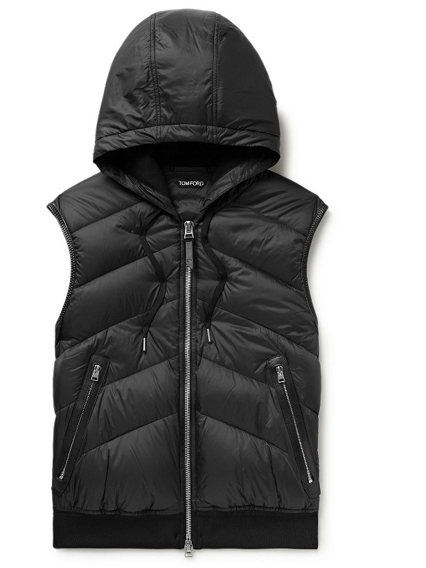 Photo: TOM FORD - Slim-Fit Quilted Nylon and Cotton-Jersey Down Gilet - Black