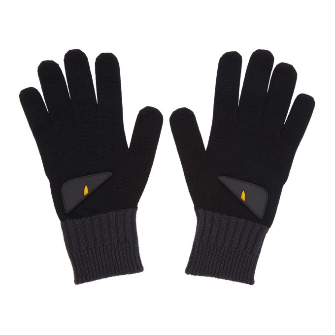 Photo: Fendi Black and Grey Bag Bugs Gloves