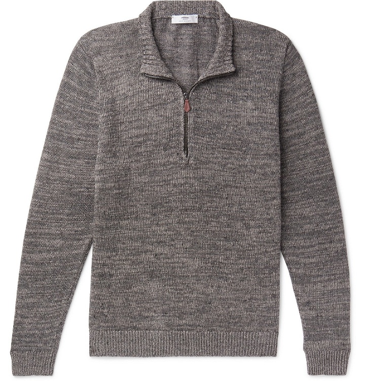 Photo: Inis Meáin - Linen Half-Zip Sweater - Gray