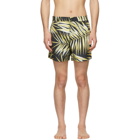Double Rainbouu Black and Yellow Tiger Palm Swim Shorts