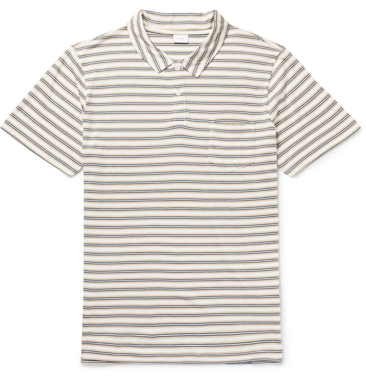 Photo: Onia - Eric Striped Cotton-Blend Jersey Polo Shirt - Neutrals