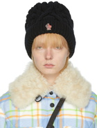 Moncler Grenoble Black Knit Logo Beanie