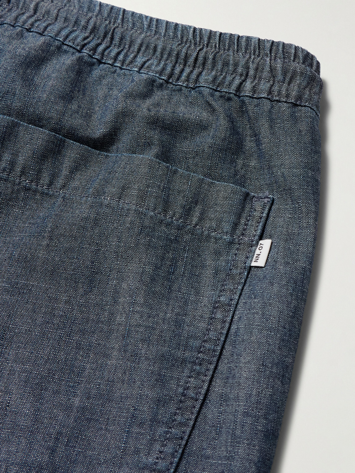 NN07 - Gregor 10056 Straight-Leg Cotton-Chambray Drawstring Shorts - Blue