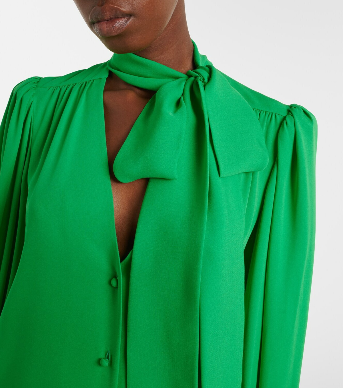 Valentino Tie-neck silk georgette blouse