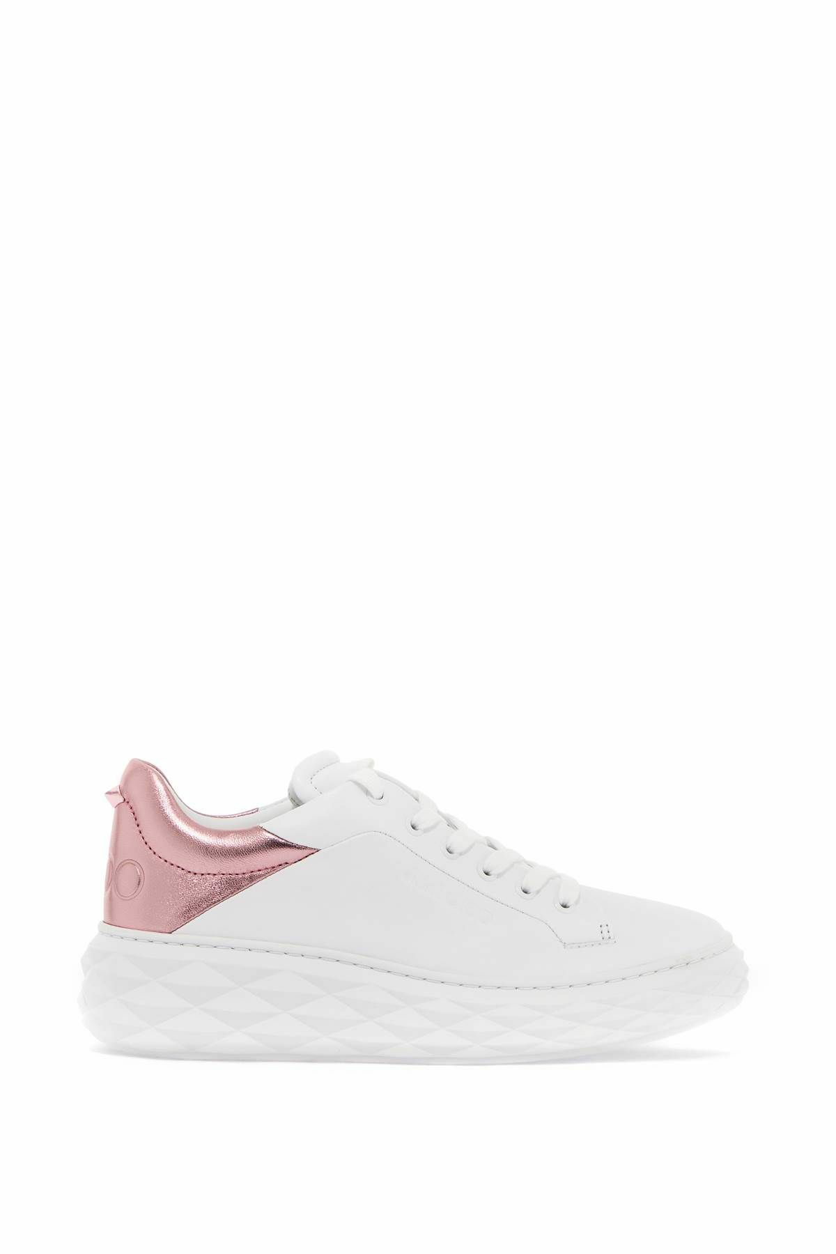 スニーカー JIMMY CHOO Woman Sneakers White DIAMONDMAXIFIIIVR WHITE/ROSE Diamond Maxi/F II | White & Rose Nappa Leather Glitter