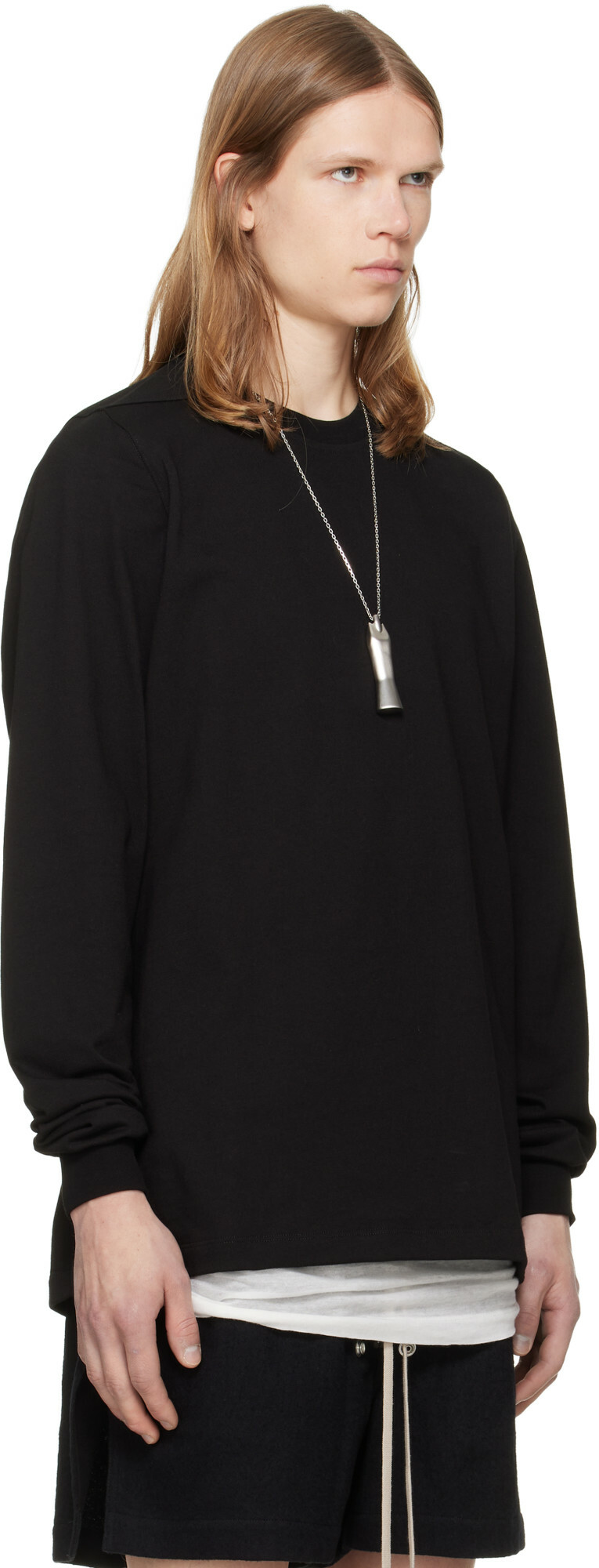 Rick Owens Black Tower Short Crewneck LS Sweatshirt