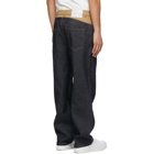 Feng Chen Wang Navy and Beige Denim Double Waistband Trousers