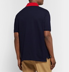 Gucci - Logo-Embroidered Stretch-Cotton Piqué Polo Shirt - Navy