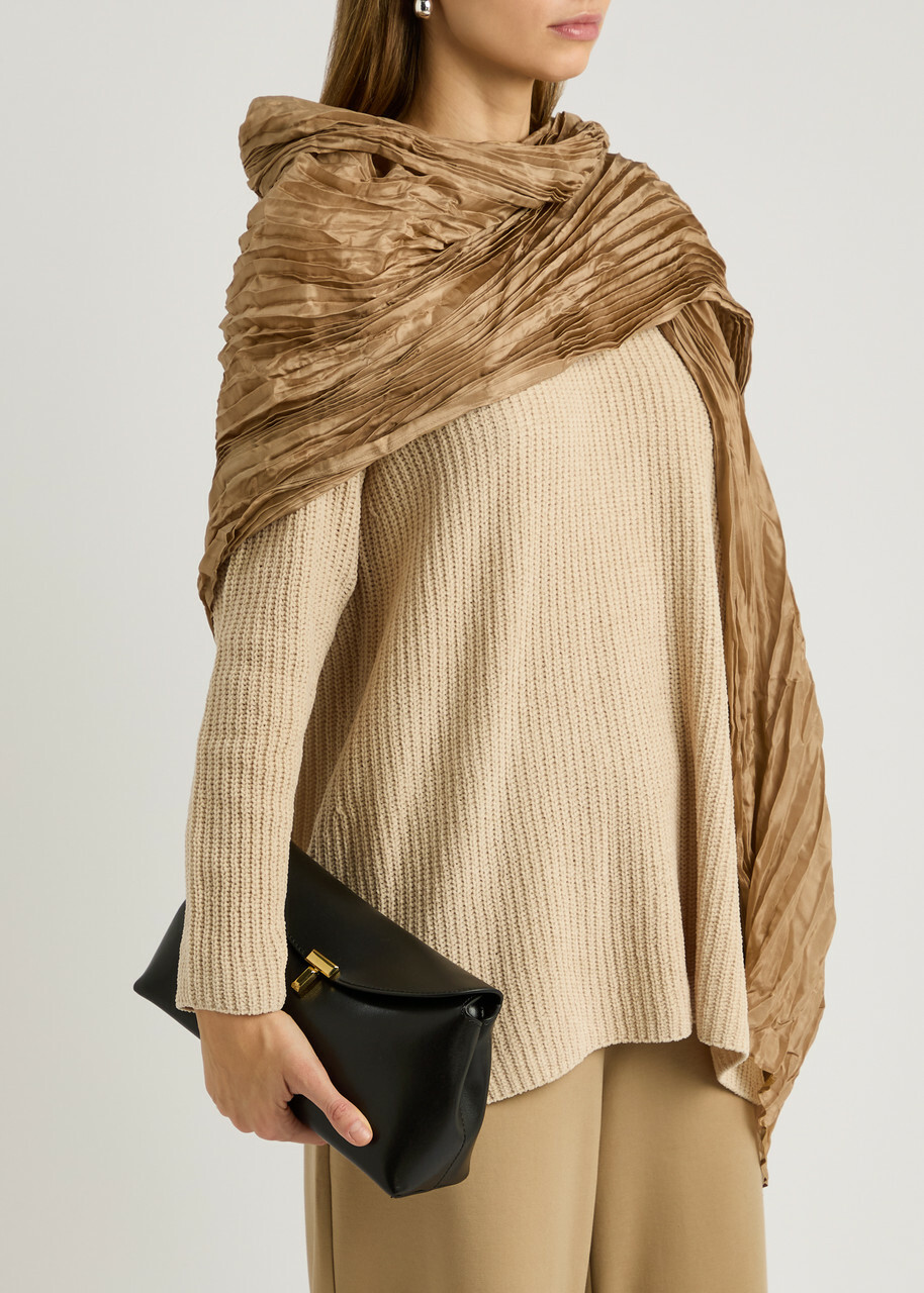 Eileen Fisher Whisper Pleated Silk Scarf - Beige - One Size