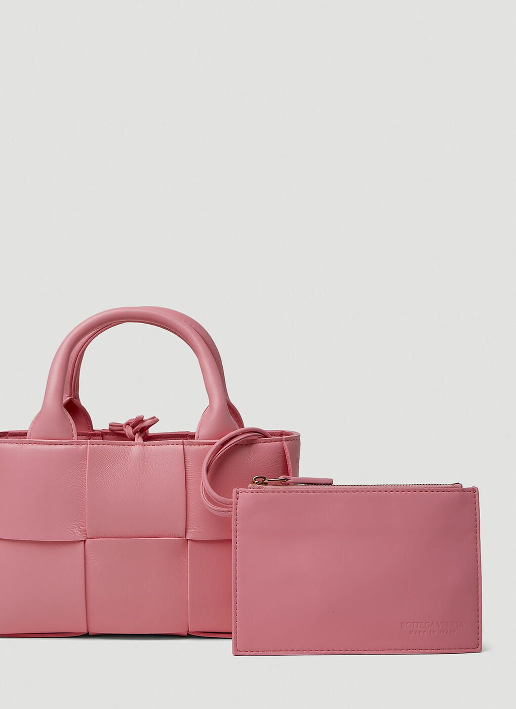 Pink Arco mini Intrecciato-leather tote bag