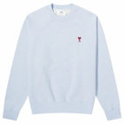 AMI Paris Men's Small A Heart Popover Sweatshirt in Heather Cashmere Blue