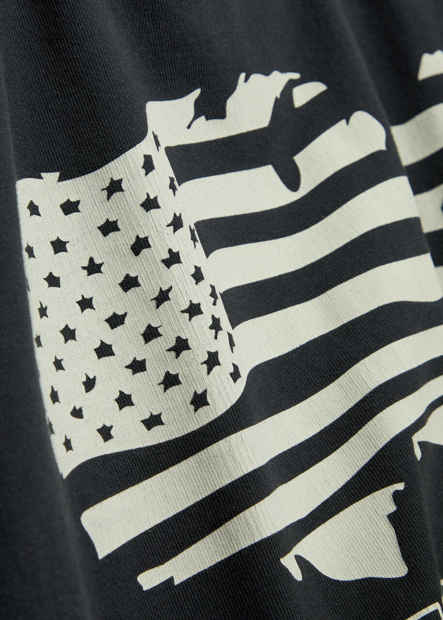 Rhude Banner Printed Cotton T-shirt Black
