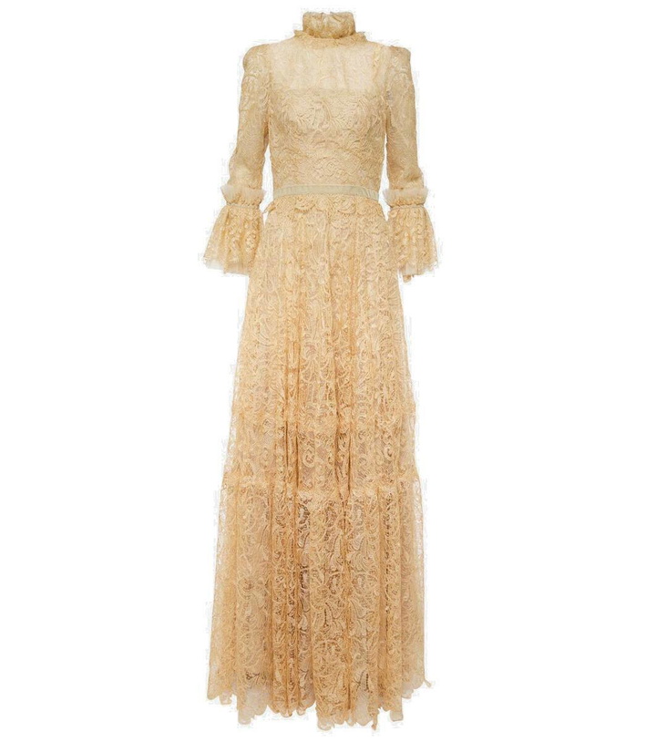 Photo: Costarellos Ruched lace gown