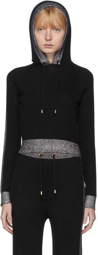 Photo: Balmain Black Rib Cropped Hoodie