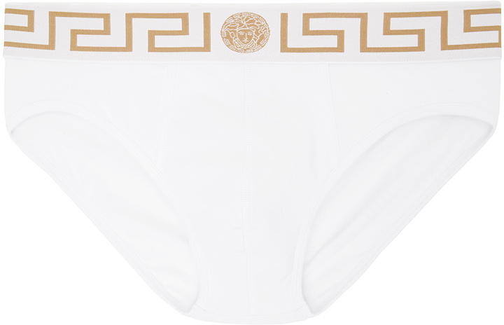 Photo: Versace Underwear White Greca Border Briefs