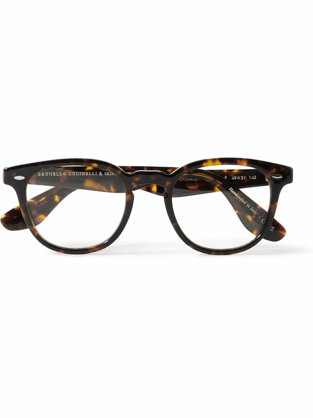 Photo: Brunello Cucinelli - Oliver Peoples D-Frame Tortoiseshell Acetate Optical Glasses