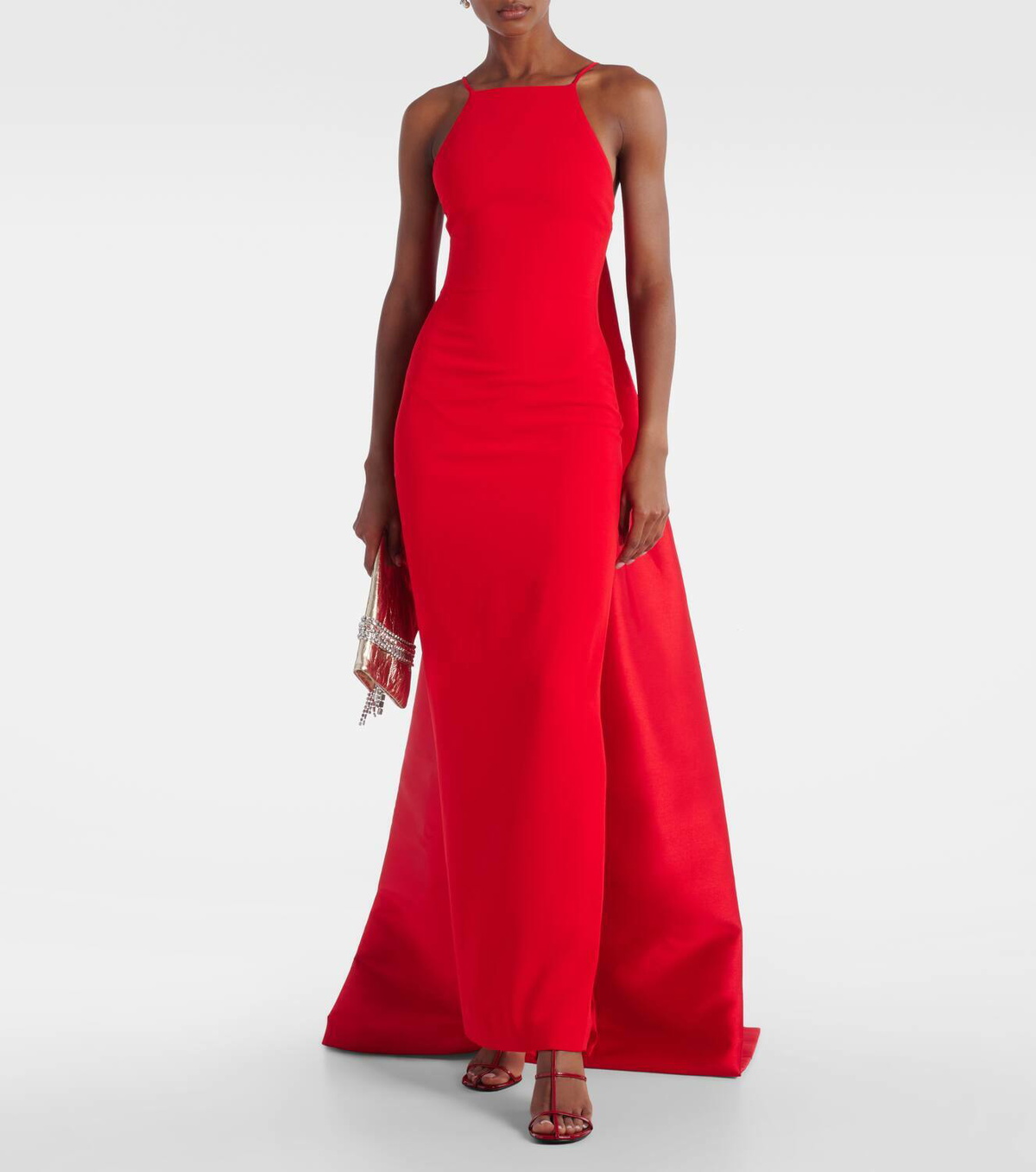 Solace London Ulla caped crêpe and satin gown