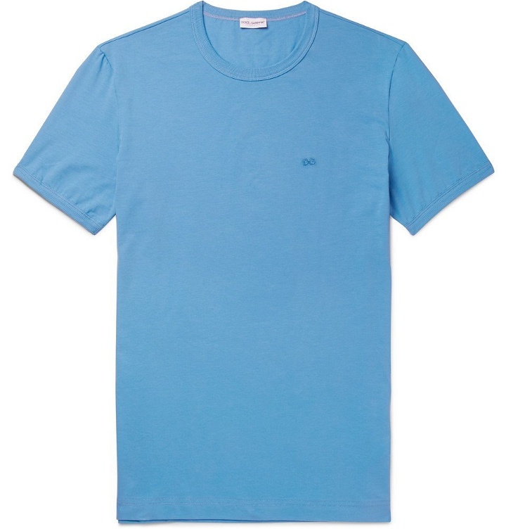 Photo: Dolce & Gabbana - Pima Stretch-Cotton Jersey T-Shirt - Men - Blue