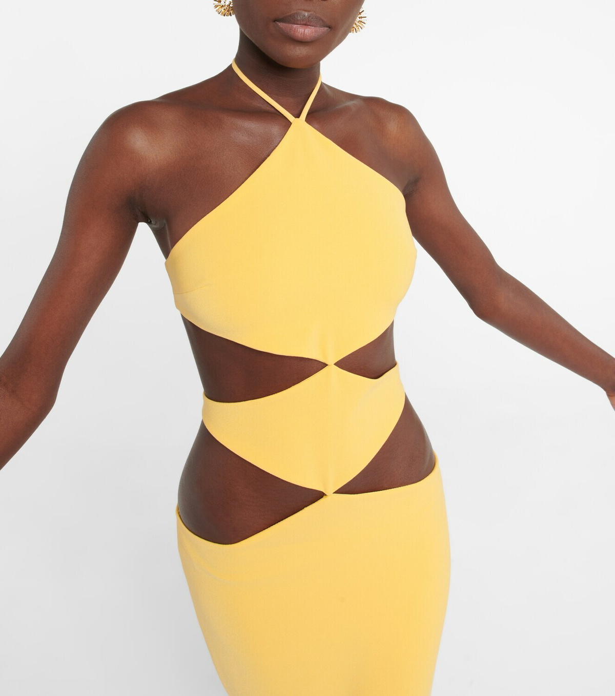 Mnot Halterneck crpe cutout maxi dress Monot