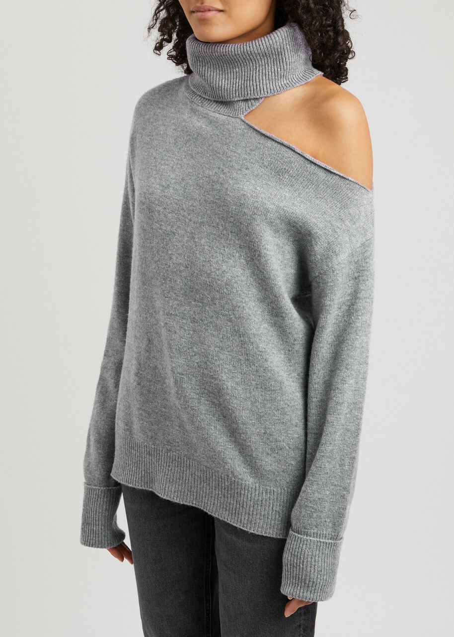 Paige Raundi Cut-out Wool-blend Jumper Grey