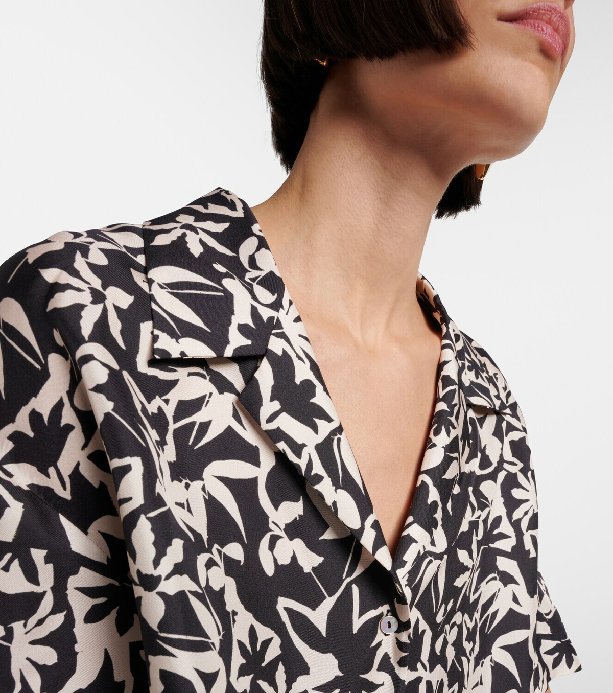 Asceno Lincoln printed cropped silk twill shirt