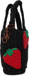 JW Anderson Black Strawberry Knit Shopper Tote