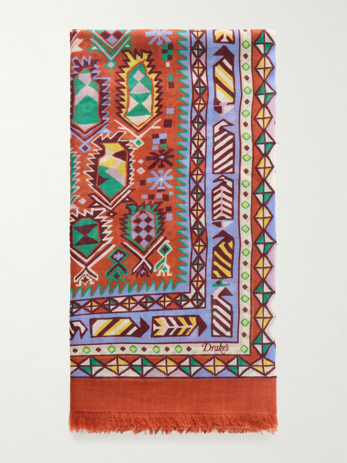 Drake's - Printed Wool and Silk-Blend Scarf