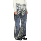 CAMPERLAB Blue Distorted Print Distressed Denim Jeans