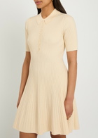 Paige Olie Ribbed Knit Mini Polo Dress Beige