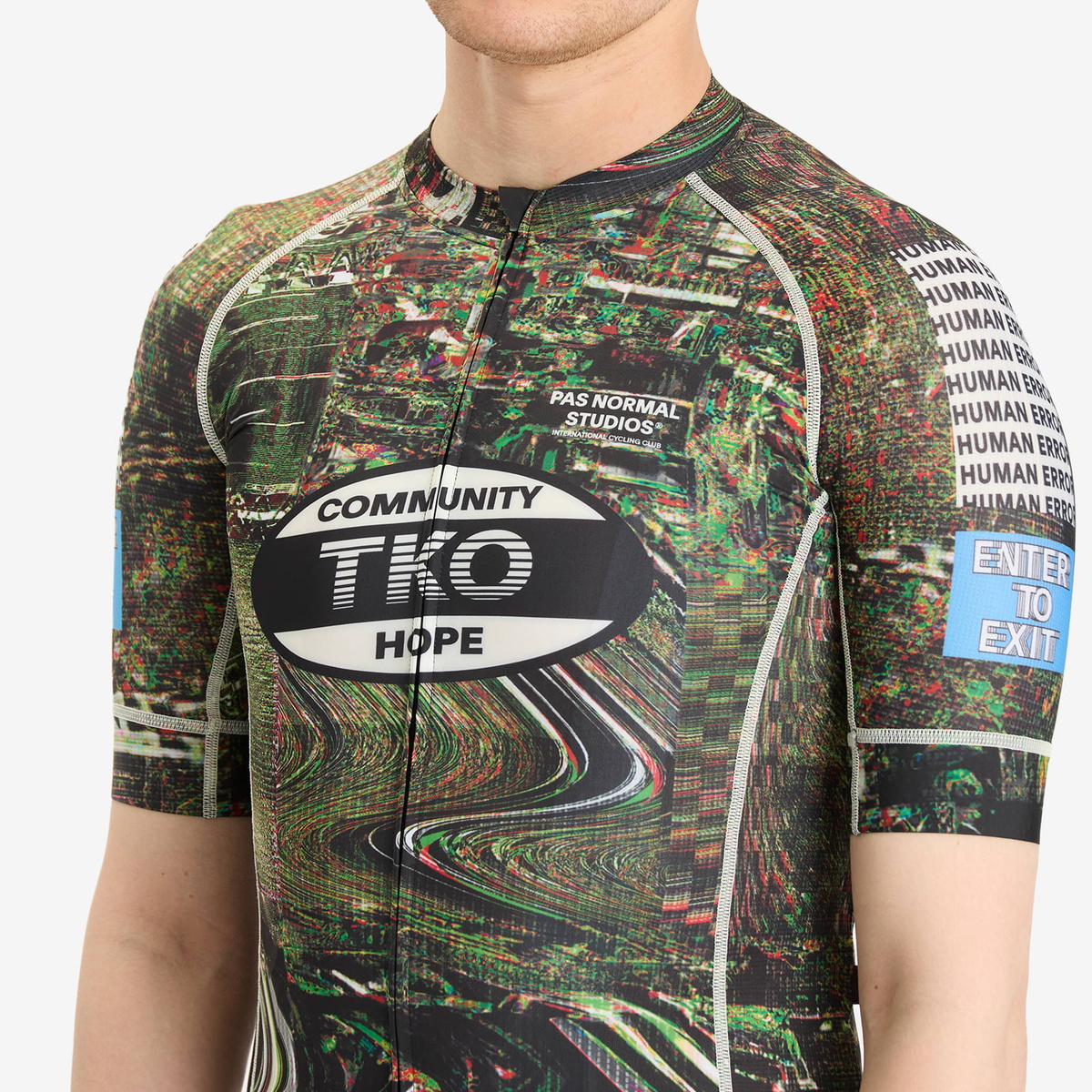 Pas Normal Studios Men's T.K.O. Mechanism Jersey in Human Error Green