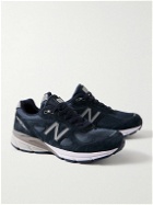 New Balance - 990v4 Suede and Mesh Sneakers - Blue