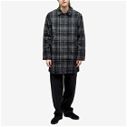 Pop Trading Company Men's Checked Padded Adjustable Trench Coat in Check
