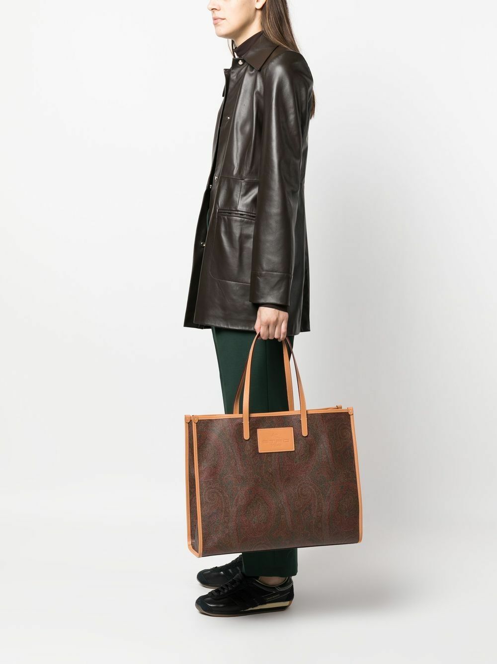 【ETRO】レザートリミング paisley cotton-jacquard トート Etro Flat, Medium Jacquard Paisley Shopping Bag in Blue