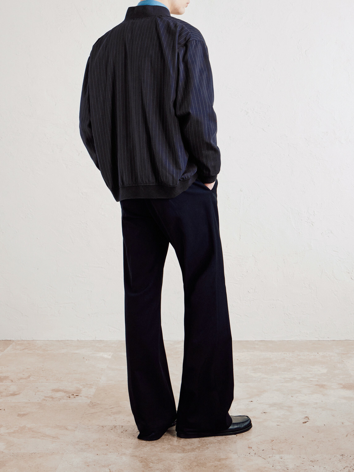 Barena - Gabier Fulgor Striped Wool-Blend Bomber Jacket - Blue