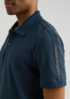 Alexander Mcqueen Logo-appliqué Piqué Cotton Polo Shirt Navy