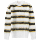 Marni Men's Stripe Mohair Crew Sweat in Lily White